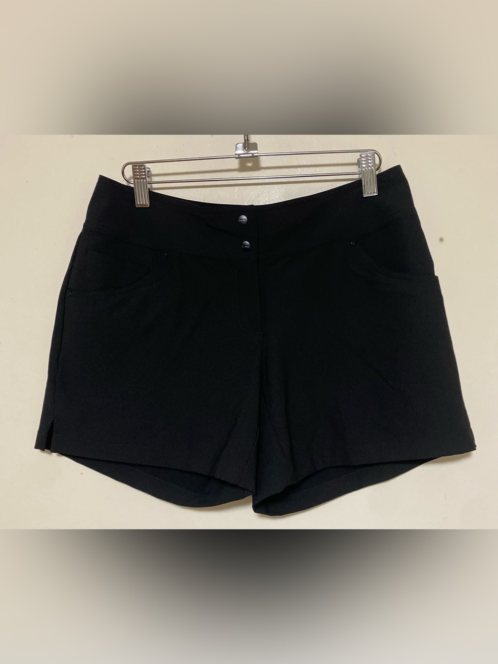 Slazenger Black High-Waist Stretch Shorts with Twin Button Waist